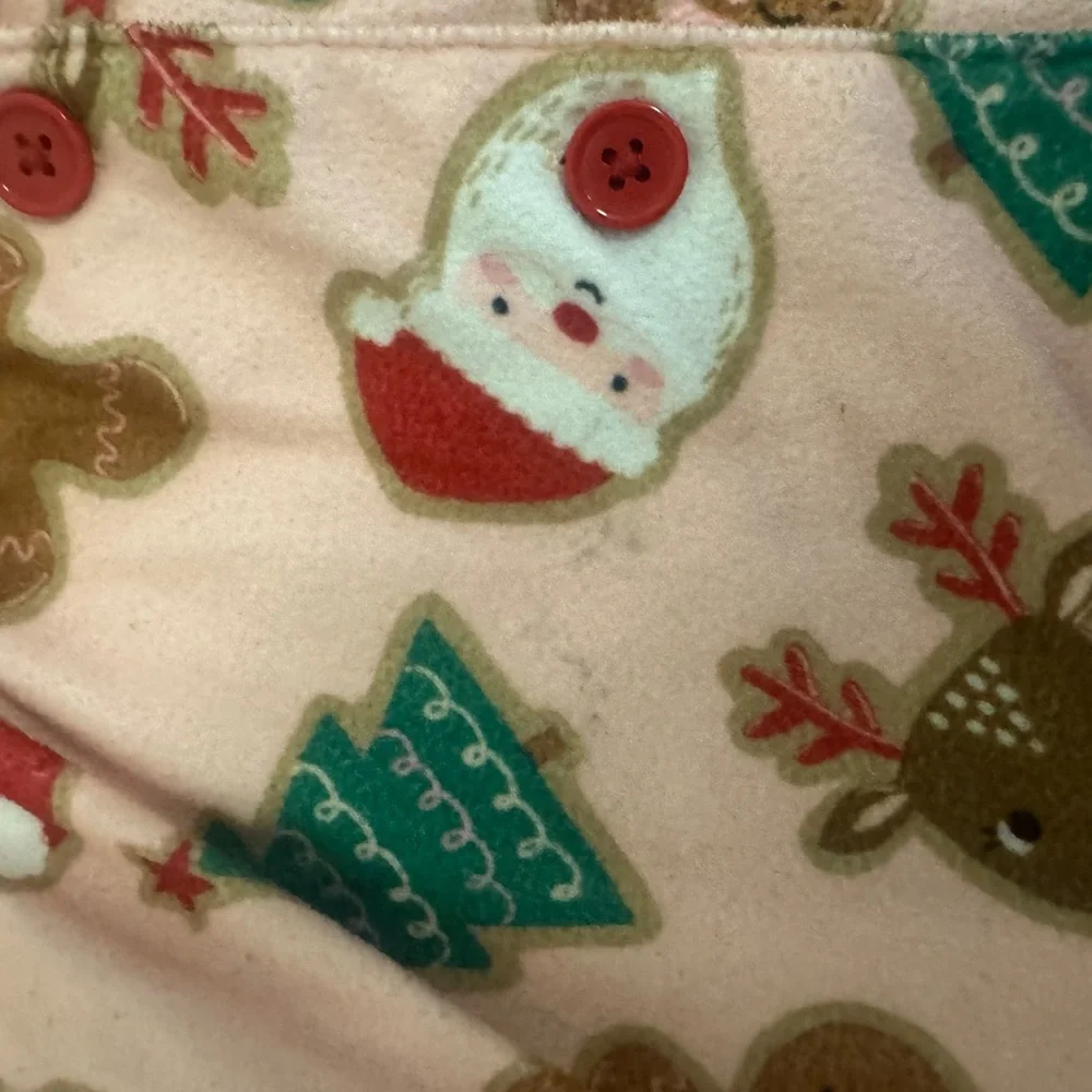 Carter's Pink Holiday Pajama Set with Santa and Gingerbread
